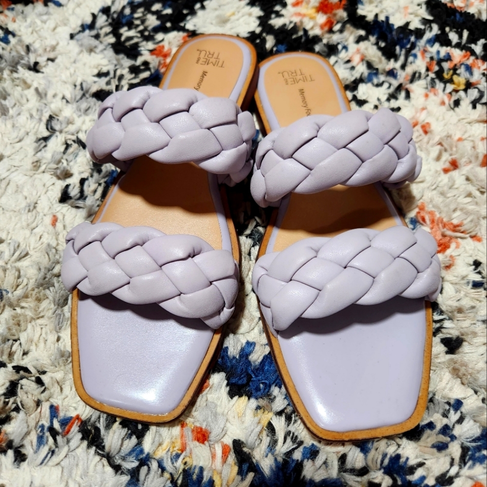 Braided Purple Flat Sandals